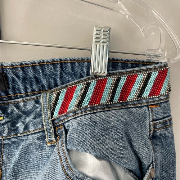 Alloy Apparel, 13, long length beaded waistband distressed medium wash rough hem - Picture 2 of 6